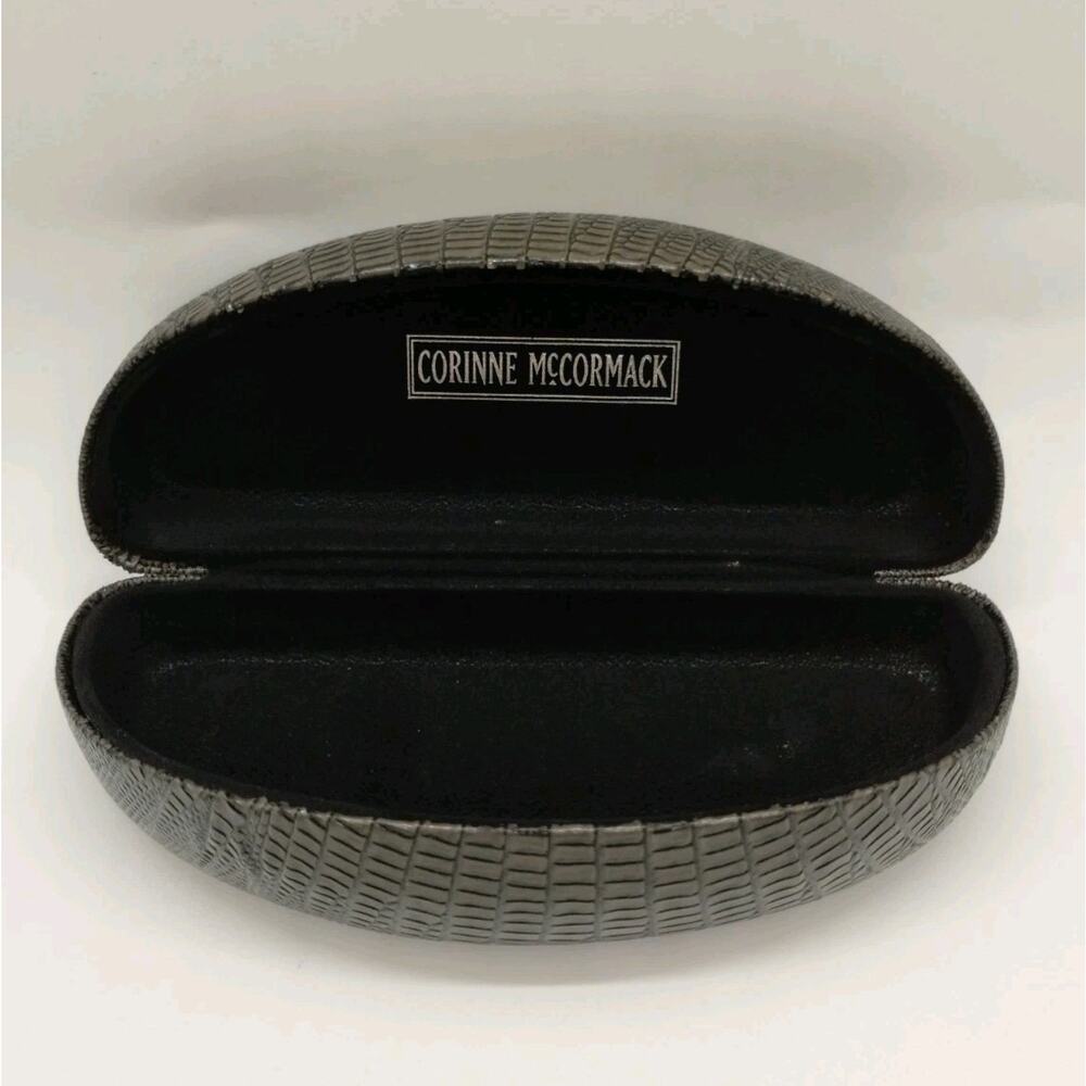Corinne McCormack Sunglass/Eyeglass Case Faux Snakeskin Grn Brn 6.5" x 3.1/4"